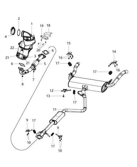 2014 Dodge Dart Exhaust Muffler And Tailpipe Diagram for 68158718AA