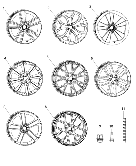 2015 Dodge Challenger Rim Wheel Diagram for 1ZV90DD5AA