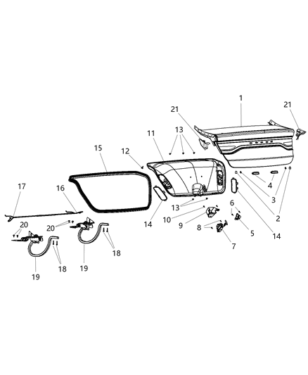 2013 Dodge Dart Cover-Deck Lid Latch Diagram for 68093336AA