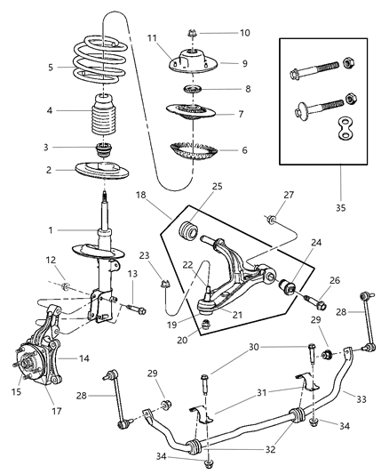 2002 Chrysler Town & Country Suspension - Front Diagram