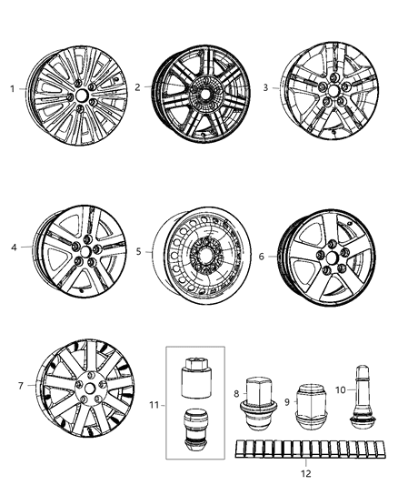 2011 Dodge Grand Caravan Wheels & Hardware Diagram