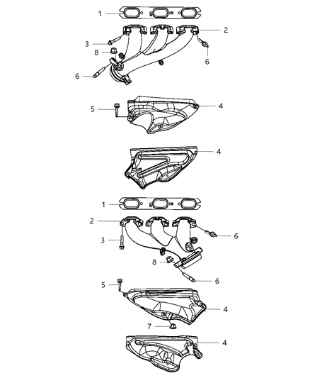 2009 Chrysler 300 Exhaust Manifolds & Heat Shields Diagram 2