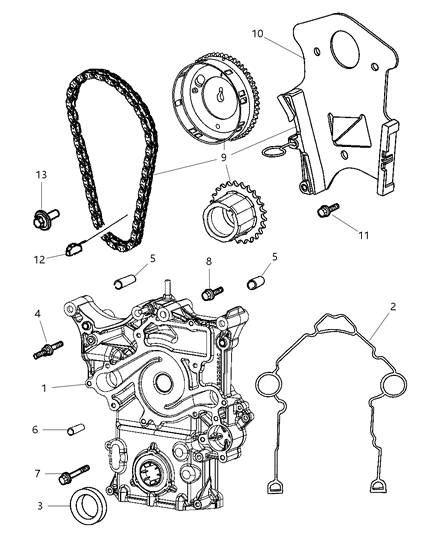 2005 Dodge Ram 3500 Timing Cover & Related Parts Diagram