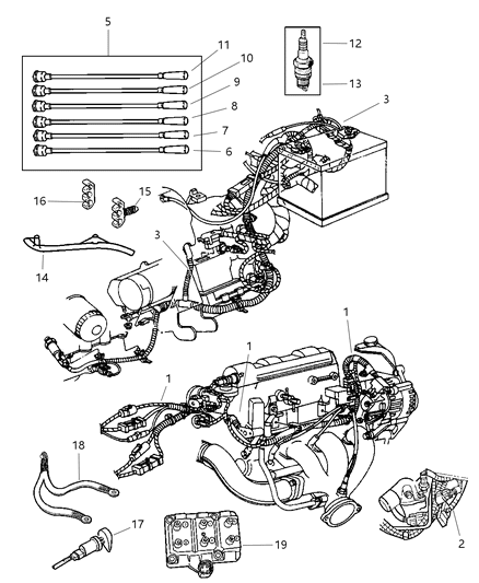 1997 Dodge Intrepid Cable Ignition Upper #2 4 6 Diagram for 4609062