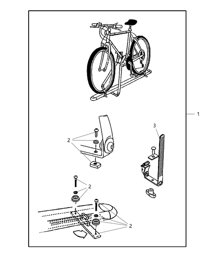 2004 Chrysler Pacifica Bike Carrier - Roof Upright Mount Style Diagram