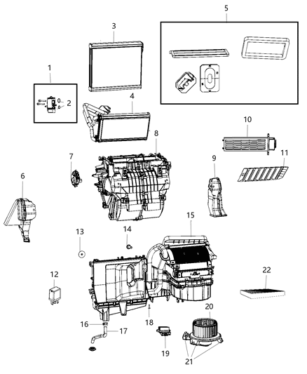 2021 Ram ProMaster 2500 A/C & Heater Unit Diagram 1