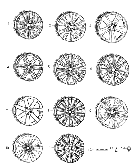 2014 Chrysler 300 Aluminum Wheel Diagram for 1TD73GSAAB