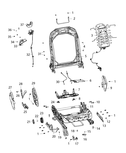 2021 Jeep Wrangler Adjusters, Recliners, Shields And Risers - Driver Seat Diagram 3
