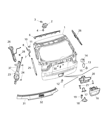 2019 Jeep Compass Liftgate Latch Diagram for 68247936AC