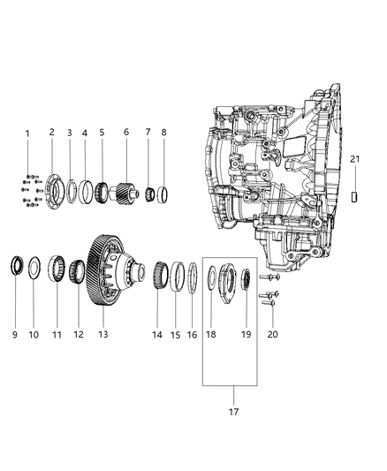 2012 Chrysler 200 Output Pinion & Differential Diagram