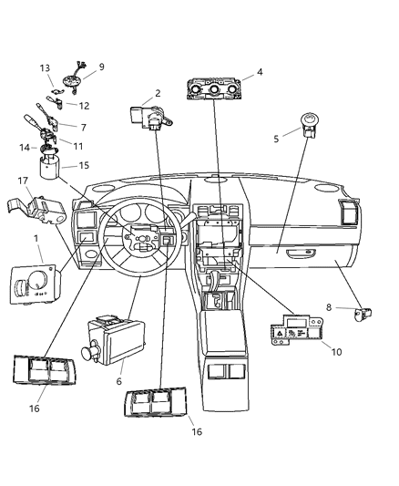 2007 Dodge Charger Switches - Instrument Panel Diagram