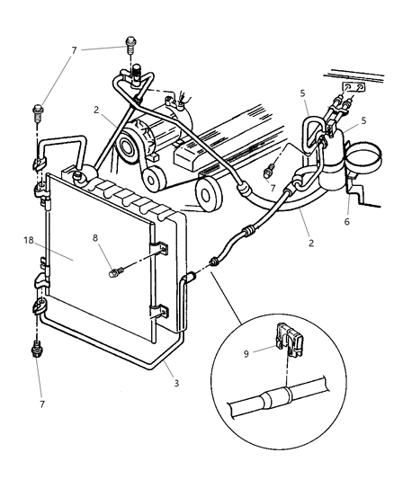 1997 Jeep Cherokee Hose A/C Discharge Diagram for 55036232