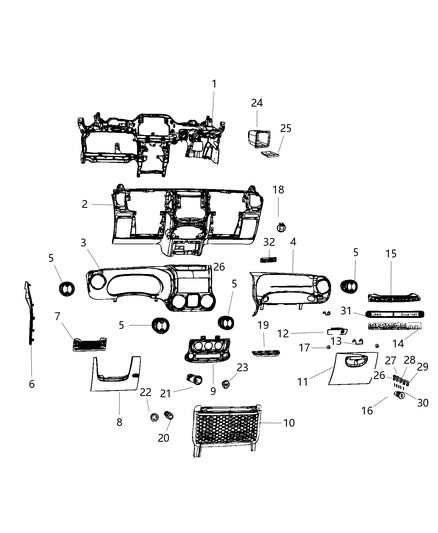 2018 Jeep Wrangler Glove Box-Instrument Panel Diagram for 1PJ291X9AB