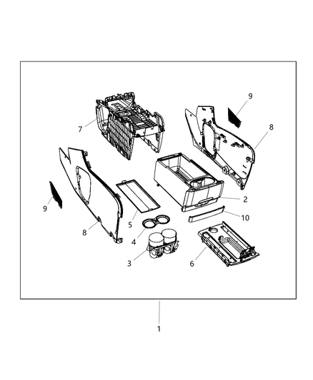 2011 Chrysler Town & Country Floor Console Front Diagram 1