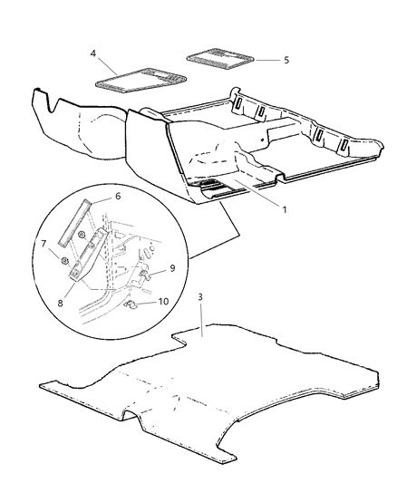 1998 Jeep Grand Cherokee Pad Pkg FOOTREST Diagram for 55215941