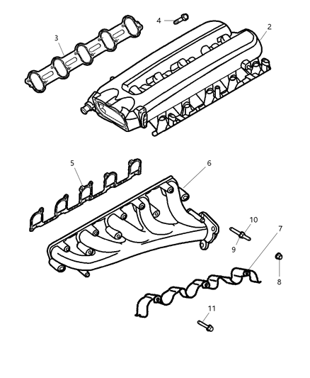 2005 Dodge Viper Exhaust Manifold Diagram for 5037196AC
