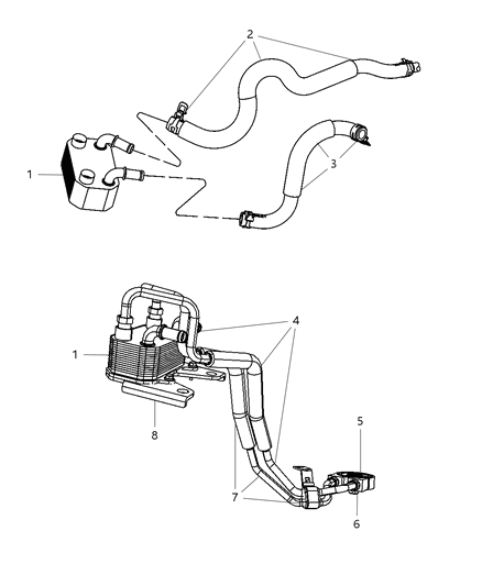 2007 Dodge Avenger Engine Oiling Pump ,Oil Cooler & Filter , Pan , Indicator & Balance Shaft Diagram 5