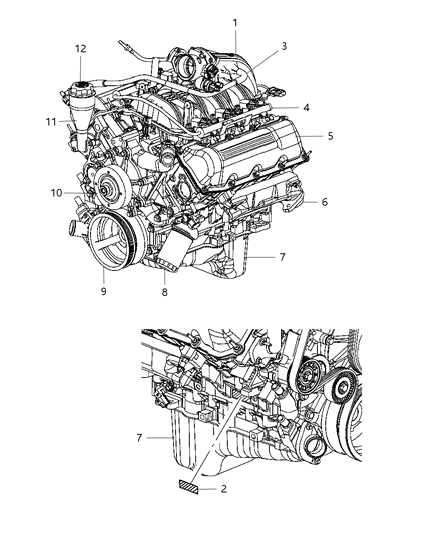 2007 Dodge Dakota Engine Assembly & Identification Diagram 1