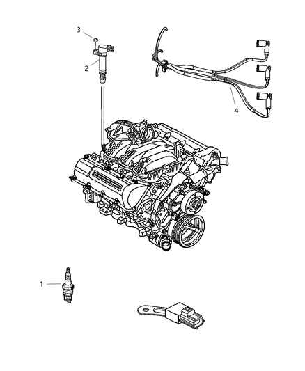 2011 Dodge Dakota Spark Plugs, Ignition Wires And Coils Diagram