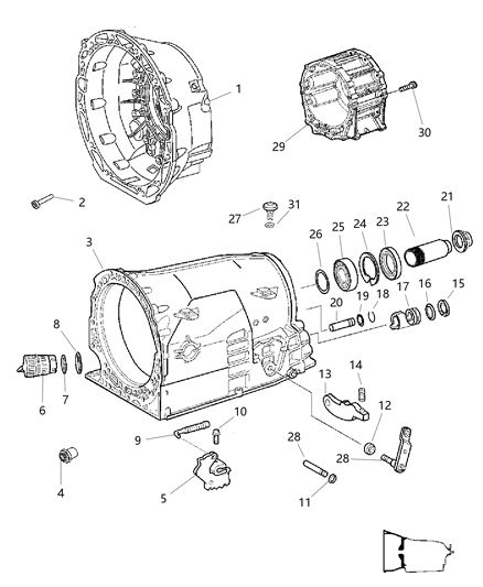 2007 Jeep Grand Cherokee Transmission Case & Related Parts Diagram 2