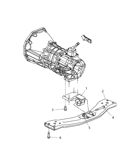 2002 Jeep Liberty Engine Mounting, Rear Diagram