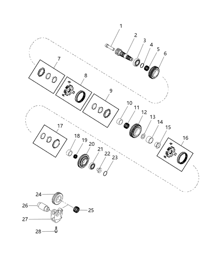 2013 Dodge Dart Upper Secondary Shaft Assembly Diagram