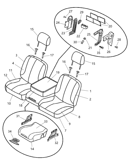 2003 Dodge Ram 2500 Seat Back-Front Diagram for YH001DVAA