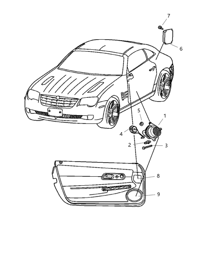 2008 Chrysler Crossfire Speakers, Amplifier, And Related Items Diagram