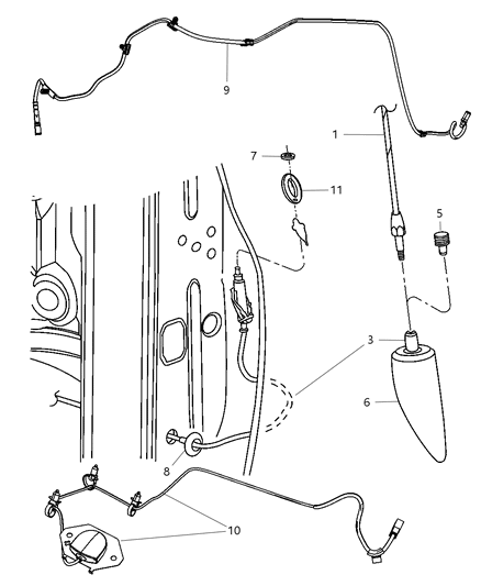 2008 Dodge Ram 5500 Cable-Antenna Diagram for 5064206AB