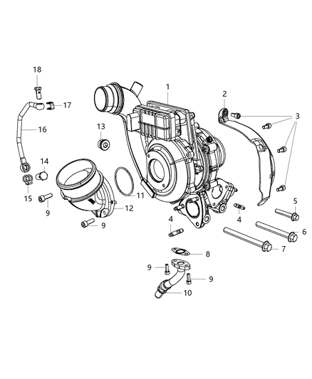 2020 Jeep Grand Cherokee Turbocharger And Oil Hoses/Tubes Diagram