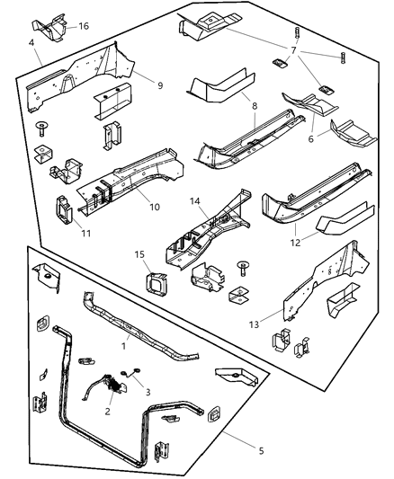2005 Chrysler Pacifica Extension-Front Side Rail Diagram for 4719781AB