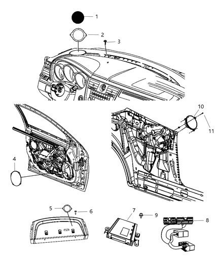 2008 Chrysler Sebring Grille-Instrument Panel Speaker Diagram for 1BJ48XDHAB