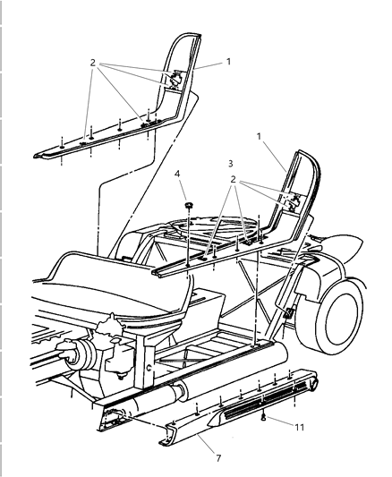 1998 Dodge Viper Loose Panel - Splash Shields Diagram