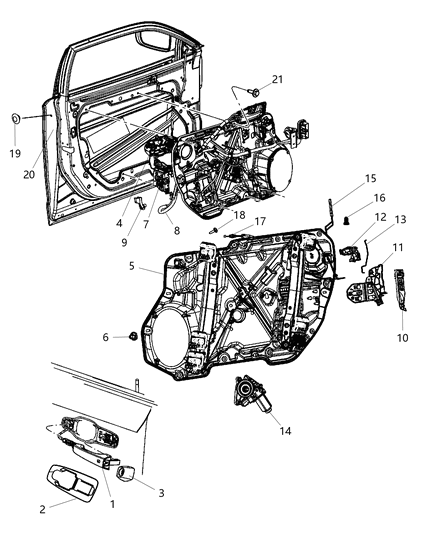 2011 Chrysler 300 Integrated Door Lock Actuator Motor Diagram for 4589916AC