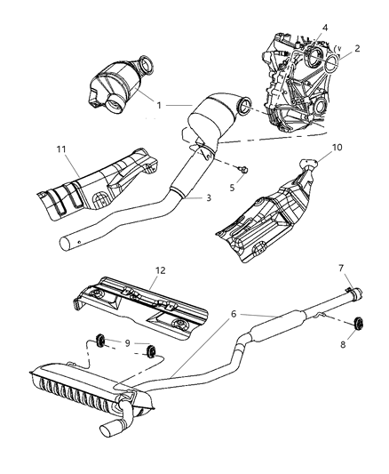 2009 Dodge Caliber Exhaust Muffler And Tailpipe Diagram for 68025858AA