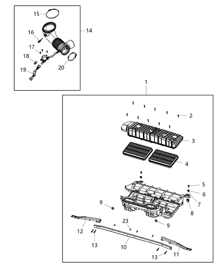 2021 Ram 1500 Air Cleaner Diagram for 5043107AA