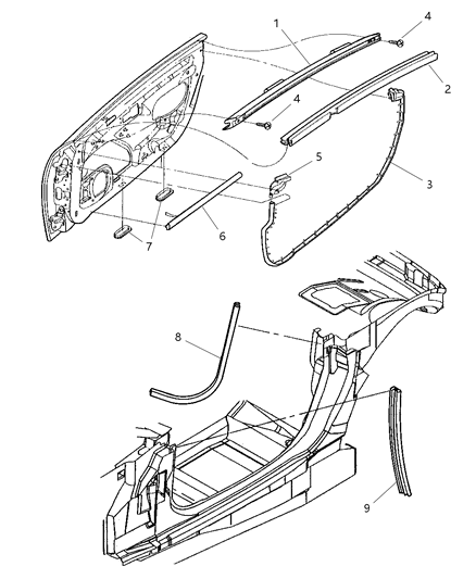 2001 Chrysler Prowler WEATHERSTRIP-Front Door Belt Diagram for 4786224AC