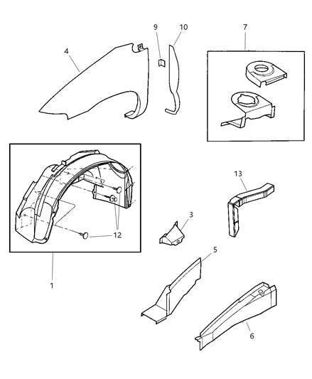 2001 Chrysler Town & Country Front Fender & Shield Diagram