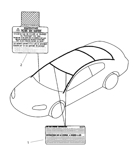 2004 Chrysler Sebring Instrument Panel & Visors Diagram