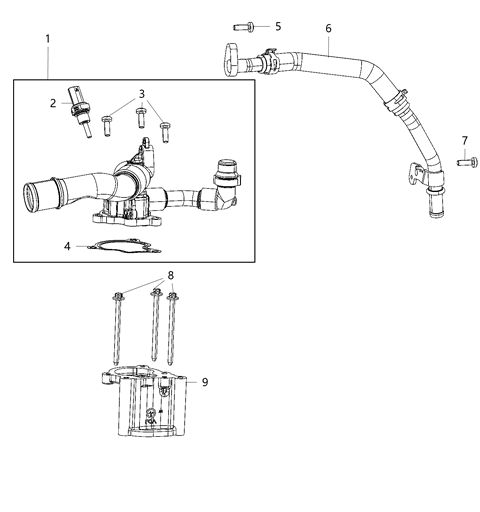 2021 Jeep Wrangler Thermostat & Related Parts Diagram 1