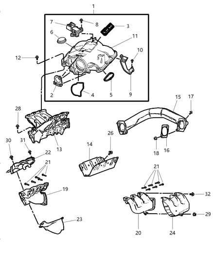 2002 Chrysler Town & Country Manifolds - Intake & Exhaust Diagram 2