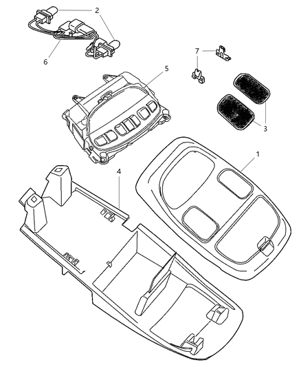 2003 Dodge Ram 3500 Console-Overhead Console Diagram for YE44TL2AA