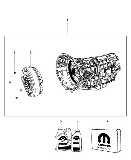 2013 Ram 1500 Trans Kit-With Torque Converter Diagram for 68051224AE