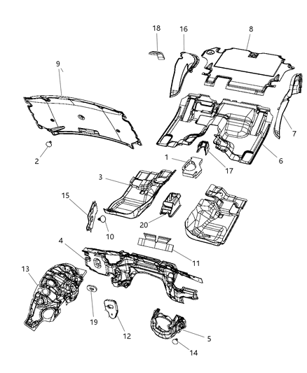 2008 Jeep Liberty SILENCER-Load Floor Diagram for 55197287AC