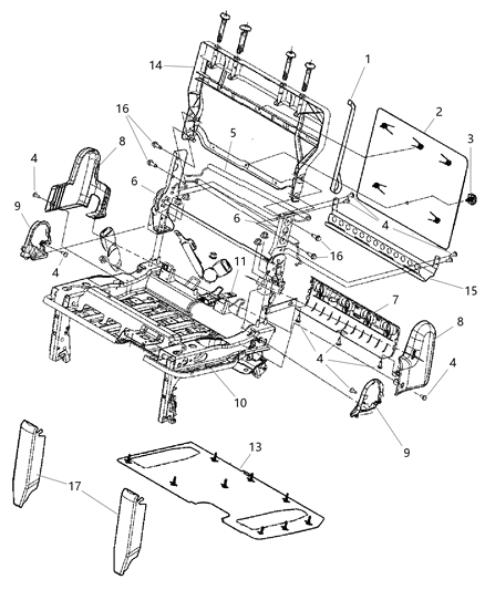 2011 Chrysler Town & Country Cover-RECLINER Seat Diagram for 1AM01BD1AB