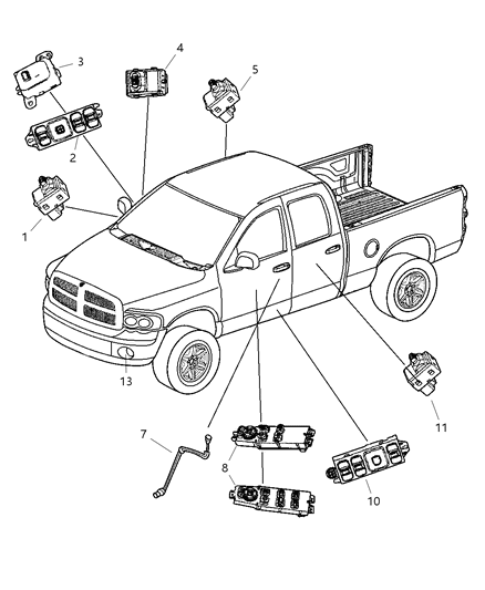 2003 Dodge Ram 1500 Switch-1 Gang Diagram for 4373854AB