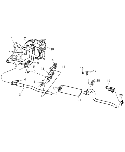 2000 Jeep Cherokee Exhaust Muffler And Tailpipe Diagram for 52101052AF