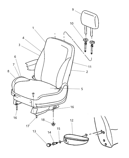 2005 Chrysler Pacifica HEADREST-Front Diagram for 1AY521L2AA