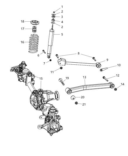 2010 Jeep Wrangler Suspension - Front, Springs, Shocks, Control Arms Diagram