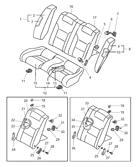 2000 Chrysler Sebring Knob-Seat Back Lock Diagram for MR202296